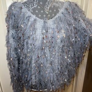 Chic Grey Feathered Sweater